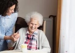 Senior woman getting care and assistance Long term care nursing home
